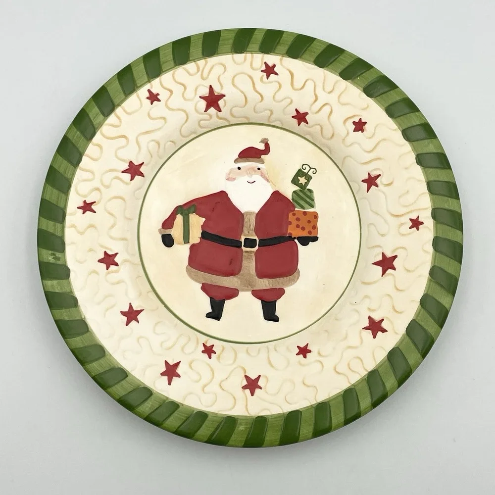 Vintage Yankee Candle‎ Santa Elves Christmas Plate Early 2000s Holiday Decor